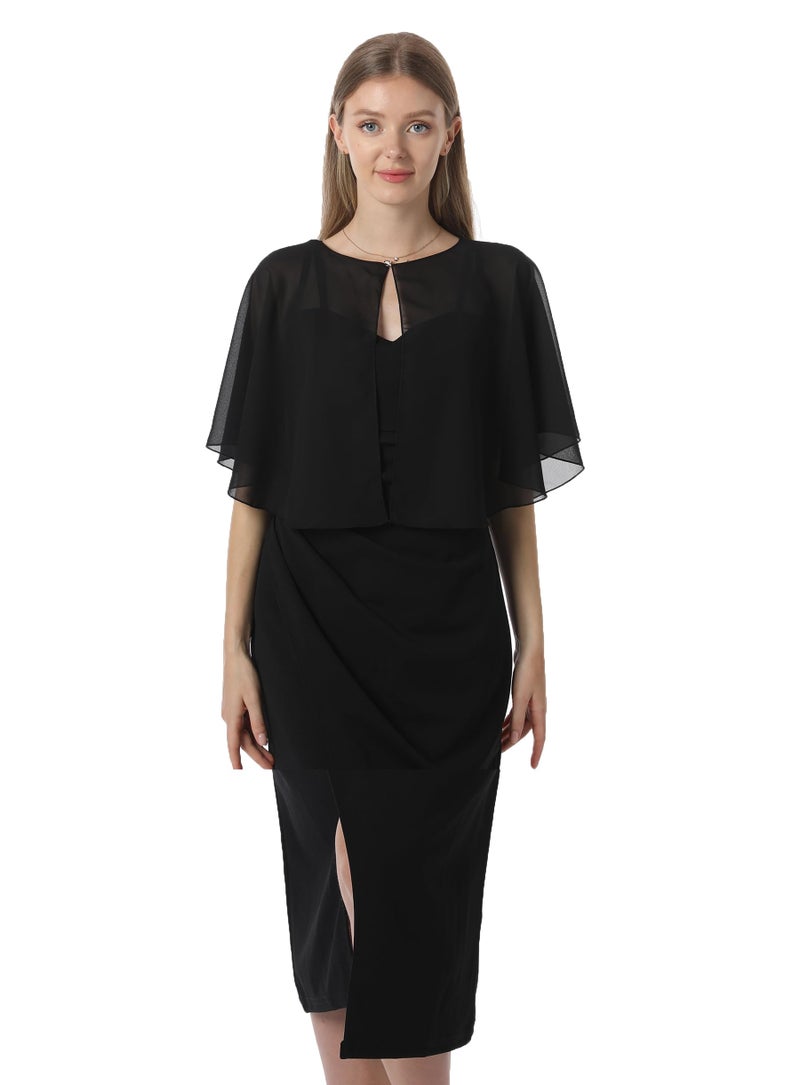Hotshawl Chiffon Capelet Women's Soft capes Shawls and Wraps for Evening Dress Wedding Cape Cover Up (Black) - Image 5